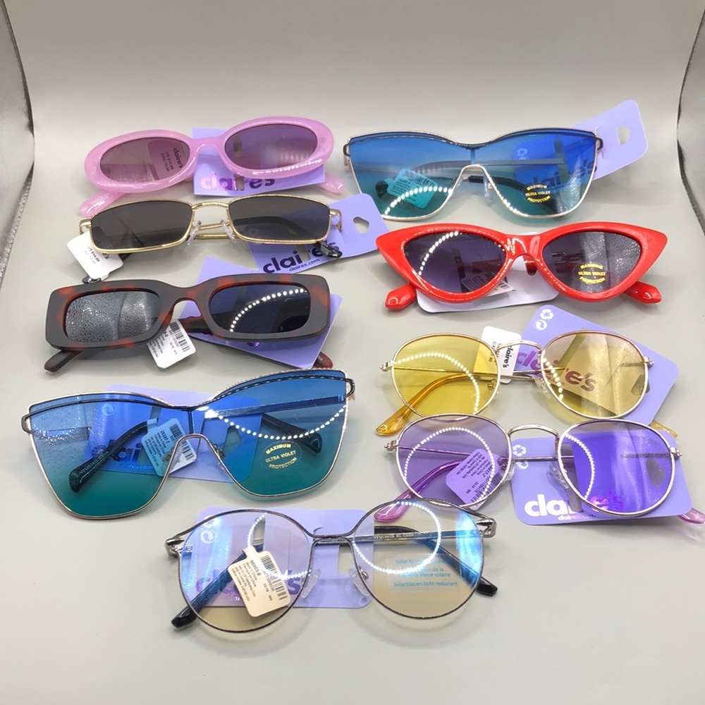 Huhe lot 9 trendy sunglasses + blie light, various styles Clair's NEW
